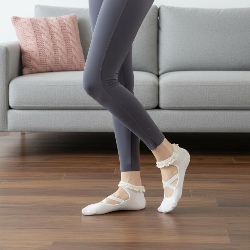 Pilates Yoga Ballet - 1Pairs Cute Lacework Pilates Socks Princess